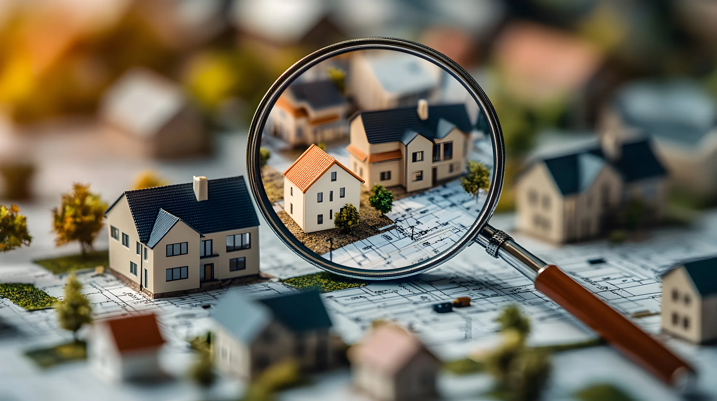 Loupe posée sur un plan cadastral